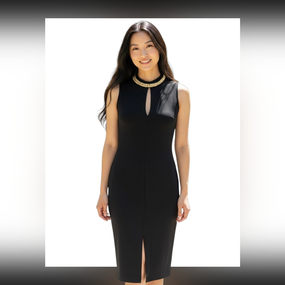 Forever 21 Black Midi Dress with Gold Detail